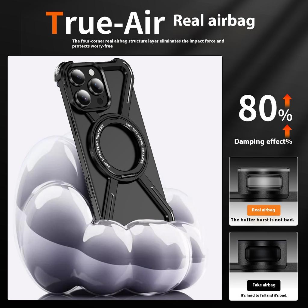 For iPhone 16 Pro Max Bumper Cases Borderless Metal Frame Cover Compatible with MagSafe Kickstand