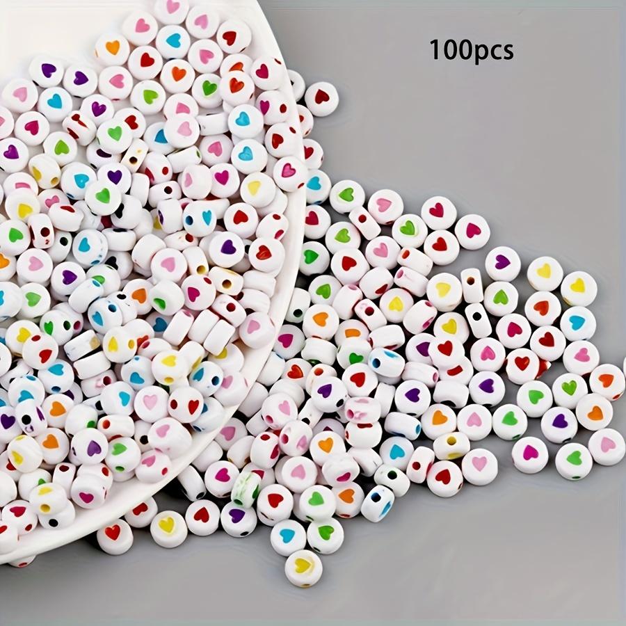 

100 Pcs 7mm Assorted Color Heart Acrylic Beads for DIY Jewelry Making, Cute Acrylic Bead Kit for Bracelets and Necklaces, Crafts Supplies