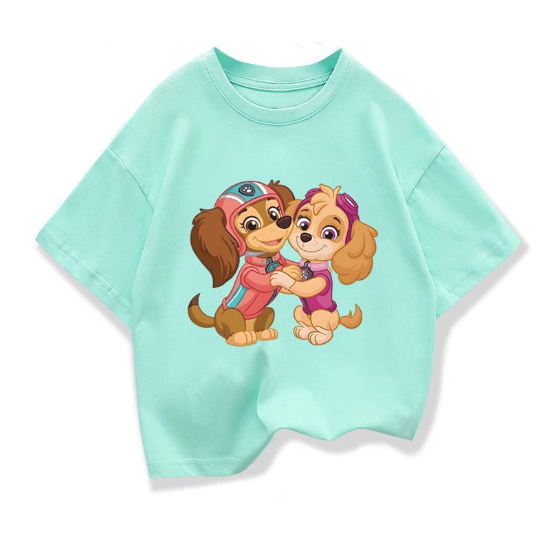 Paw Patrol Children Short Sleeved Tees Tshirt Girls Funny Clothing Summer  Basic Tops Kids Loose O-neck Cartoon T-shirt