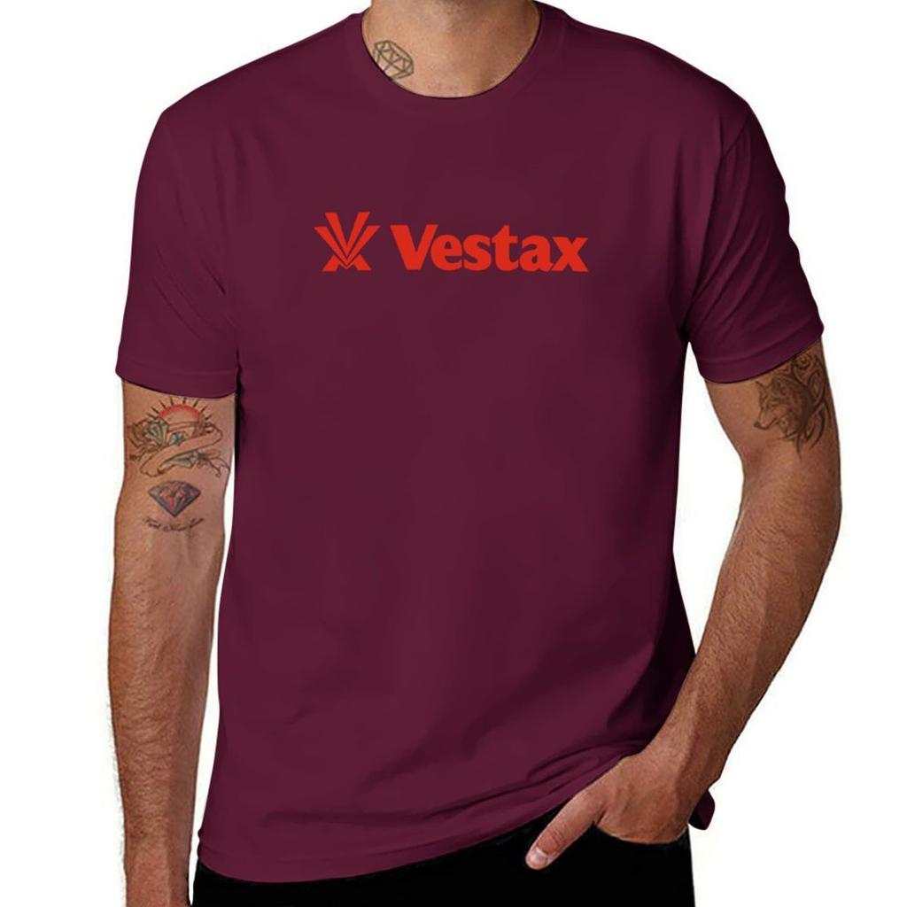 VESTAX 90s Logo Červené tričko topy levné věci jednobarevná trička pánské