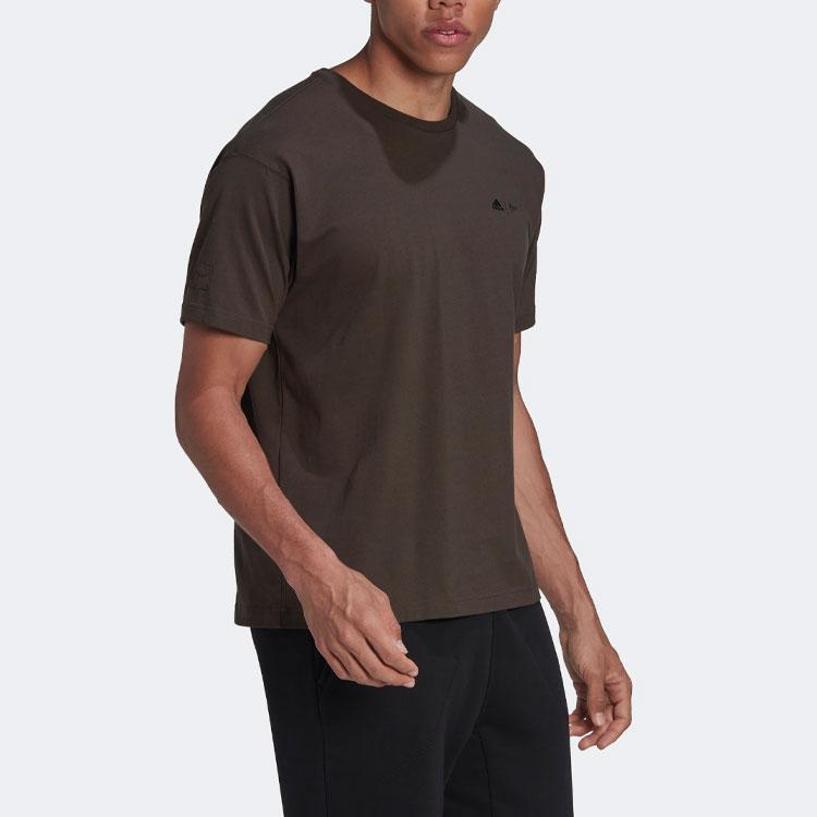 Adidas Solid Color Logo Sport Short Sleeve T-Shirt Men Tops Olive-Green HN1680