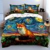 Colorful Fox Art Decoration Set Soft Comfortable Duvet Cover Bedding Set Included 1*Duvet Cover & 2*Pillowcases, Gift
