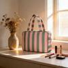 Large Capacity Travel Makeup Bag Collapsible Cosmetic Pouch Striped Toiletry Storage Bag  Daily Use