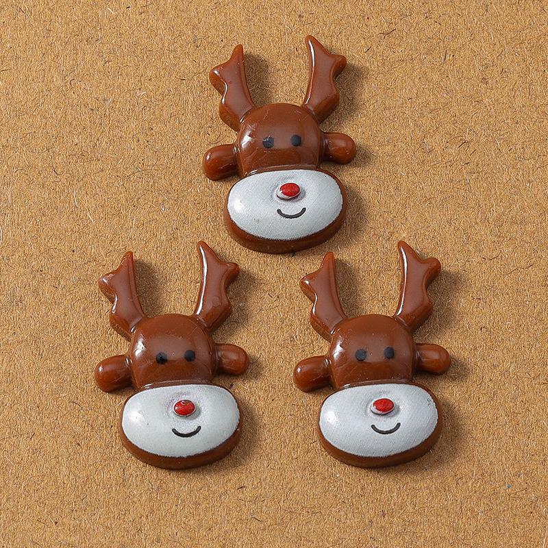 10pcs Resin Christmas Elk Santa Claus Flat Back Cabochon Scrapbook for Jewelry Making DIY Hairpin Brooch Accessories Supplies
