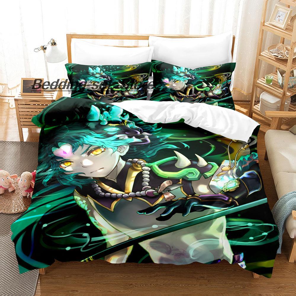 Game Genshin Impact Xiao Genshin Impact Bedding Set Single Twin Full Queen King Size Bed Set Aldult Kid Bedroom Duvetcover Sets