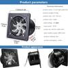 Ventilatore Estrattore Metallo Ferro per Ventilazione 4/6/8", Silenzioso con Valvola di Non Ritorno Anti-reflusso, Ventilatori da Parete&Finestra per Casa