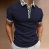 Simple Solid Color Patterned Collar 3D Digital Printing Men's Comfortable Polo Shirt