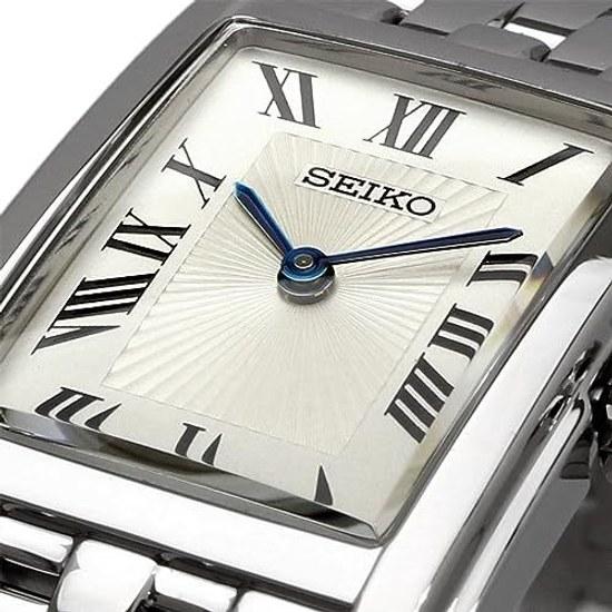 SEIKO náramkové hodinky dámské obdélníkový ciferník quartz SWR083 stříbrné zahraniční model