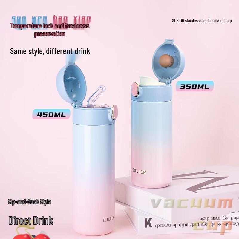 Dilable Gradient Pink Insulated Straw Tumbler