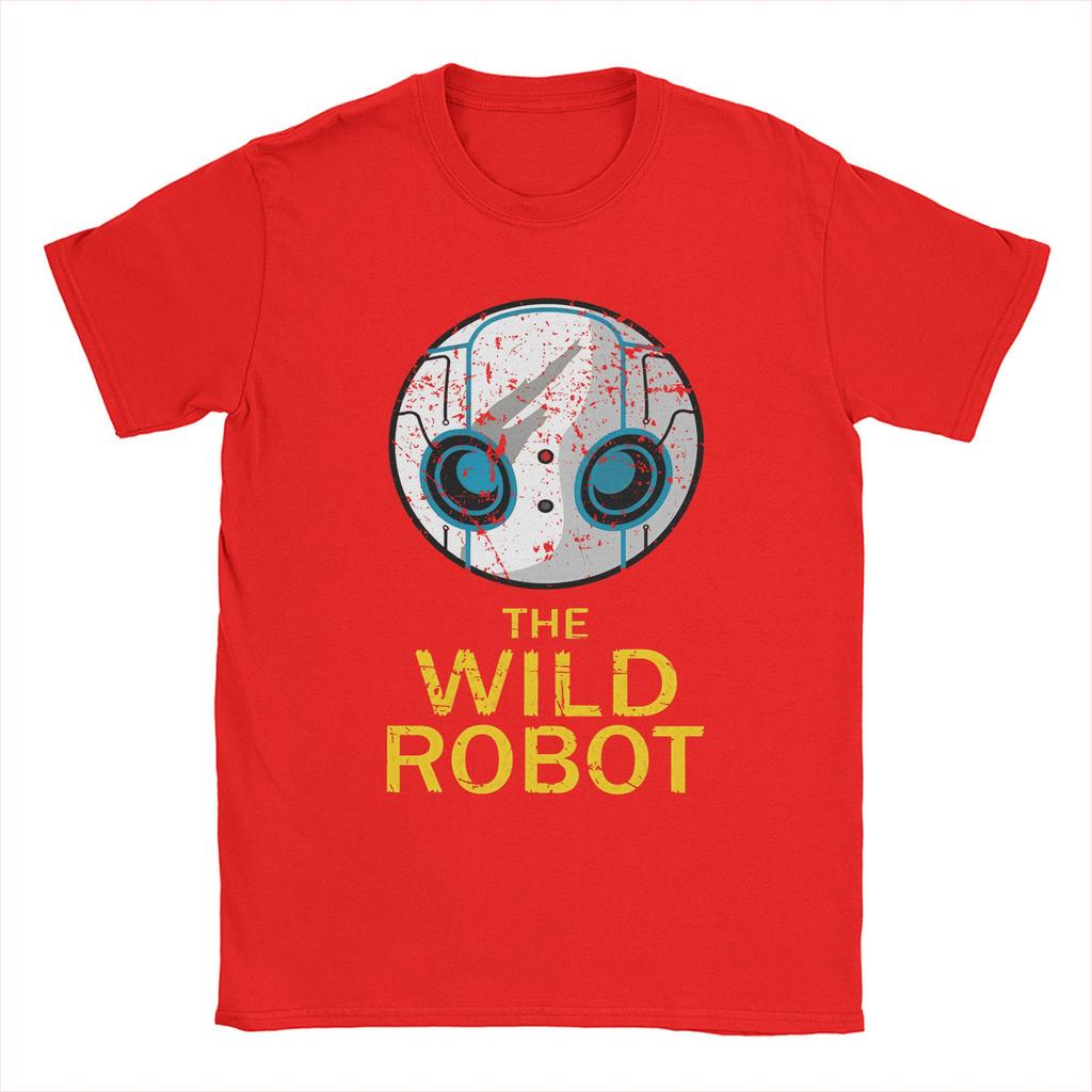 The Wild Robots Vintage Men T Shirt Cartoon Fiction Novelty Tee Short Sleeve Crew Neck T-Shirt 100% Cotton Plus Size Clothes