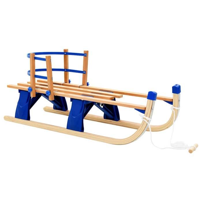 VidaXL Traîneau Pliable Bois Dossier 119 cm Luge Amateurs Neige Sports d'Hiver 91458