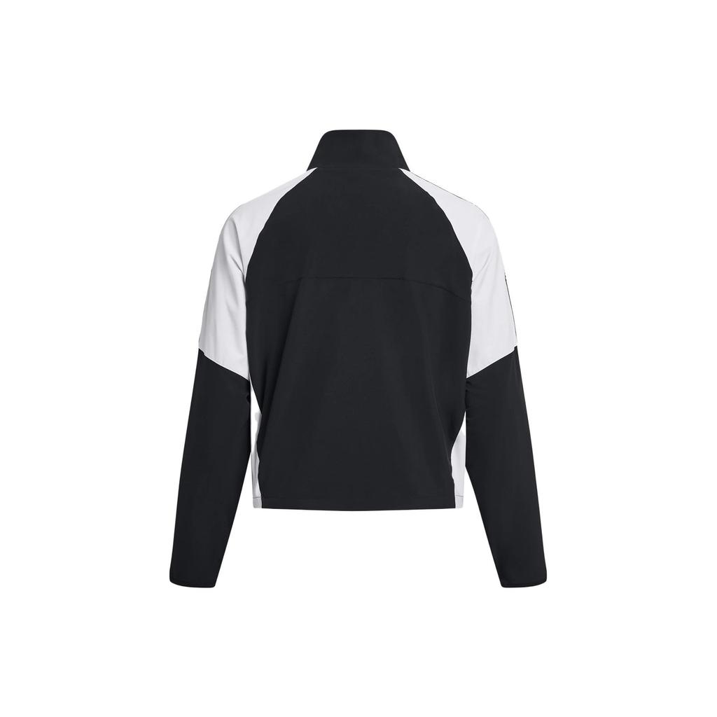 Under Armour Zip Straight Casual Long Sleeve Retro Sports Stand Collar Jacket Women jackets Black 1379447-001