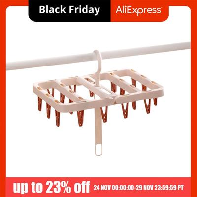 10/20 Clips Collapsible Clothes Drying Rack Plastic Space Saving Sock Drying Clip Windproof Clothes Hangers Clothes