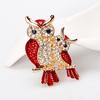 Enamel Owl Shape Rhinestones Embedded Brooch Pin Badge Banquet Jewelry
