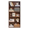 5 Tiers Narrow Bookshelf 53" Wooden Open Bookcase Adjustable Shelf Brown