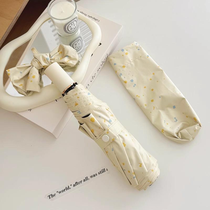 High-Value Yellow Ink Splash Automatic Sun & Rain Umbrella for Women - UV Protection Parasol