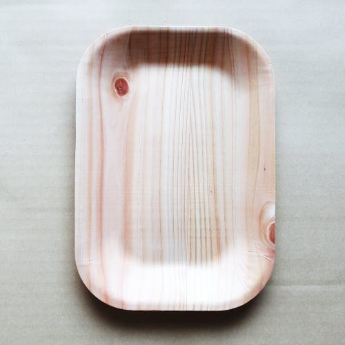 KIZARA Square Plates, Set of 100, Wooden Plates that Look Like Paper Plates, Japanese Lacquerware, Perfect for Cherry Blossom Viewing, Disposable Wood