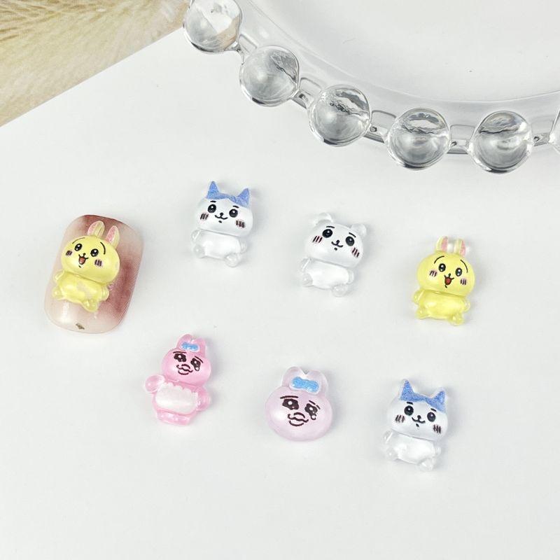 

Japanese Cute Cartoon Nail Stickers Ornament Cute Three-Dimensional Giicawa Cartoon Characters Resin Nail Accessories Random mixed S2315-RS [20]]