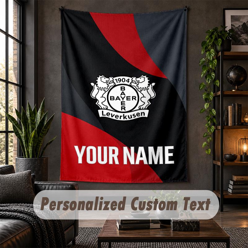 Personalized Wall Tapestry,Bayer Leverkusen Football Custom Text, Soft Fabric Wall Art For Indoor Decoration