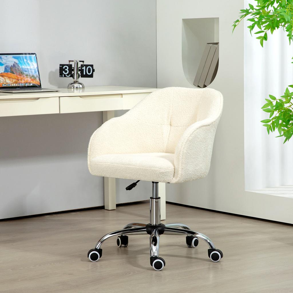 46-56 Cm Teddy Fleece Office Chair - Cream