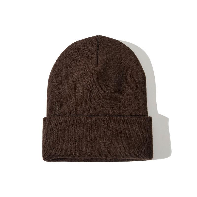 Autumn Winter Warm Hats Small Batch 3D Embroidery Solid Color Plain Knitted Hats with Heat Transfer Printing Processing