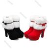 Platform Winter Ankle Boots Women Suede Chunky High-heeled Fashion Women Shoes Furry Collar Bow Side Zipp Warm Fur Short Botas