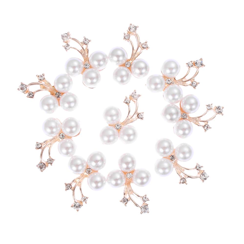 10PCS Pearl Flower Rhinestone Buttons For Hair Pins Clothing Decoration Vintage Buttons DIY Crafts Apparel Sewing Accessories