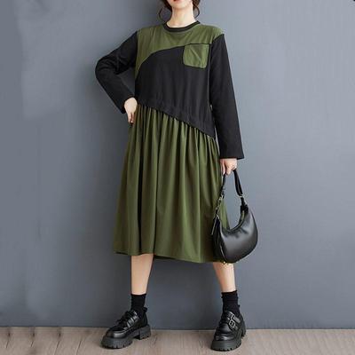 Long Sleeve Plus Size Vintage New In Dresses for Women Casual Loose Spring Autumn Dress