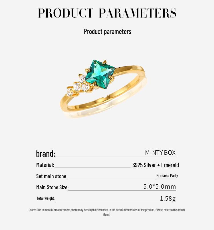 Women's Retro Japanese Cultured Emerald Green Gemstone Fashion Ring