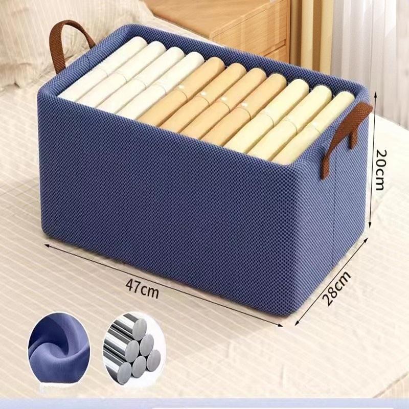 

Household Foldable Clothing Storage Box Clothing and Pants Sorting Box Fabric Wardrobe Layered Storage Basket синий