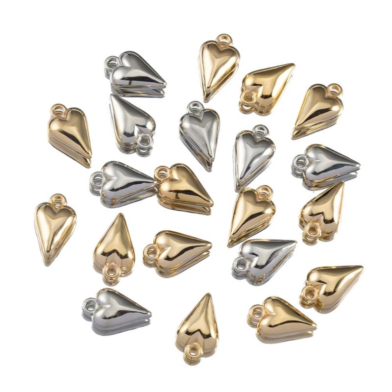 Pack of 50 Elegant Heart Shaped Pendants for Jewelry Crafting Two Color for Various Occasions