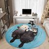 1pc Otter Family Office Round Area Rug, Indoor Mat Suitable For Office, Under Office Chairs Bedroom Living Room Home Decor, Room Deco