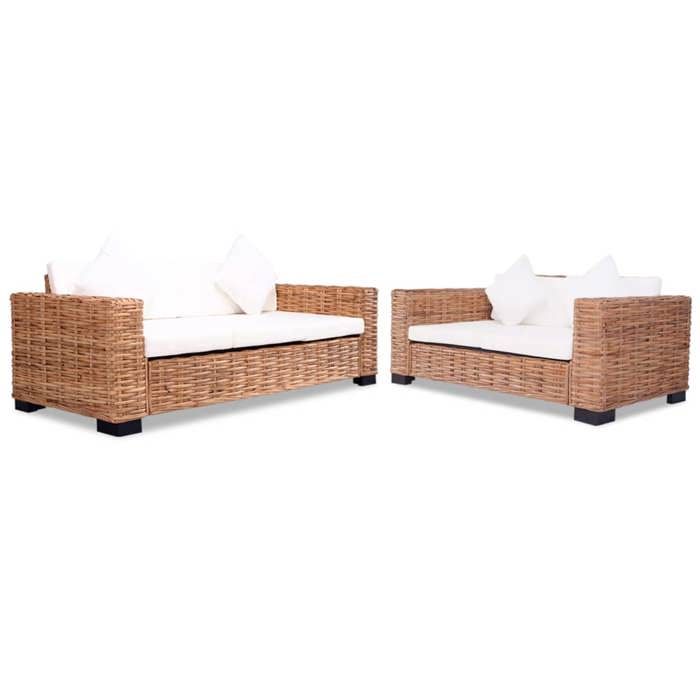 Ensemble de canapés - vidaXL - 15 pcs - Rotin naturel - 2/3 places - Confort moelleux