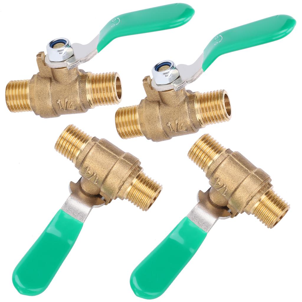 4pcs 1 4in Ball Valve Thicken Double External Thread Brass Drain Shut Off Switch Water Pipe Plumbing Systerm