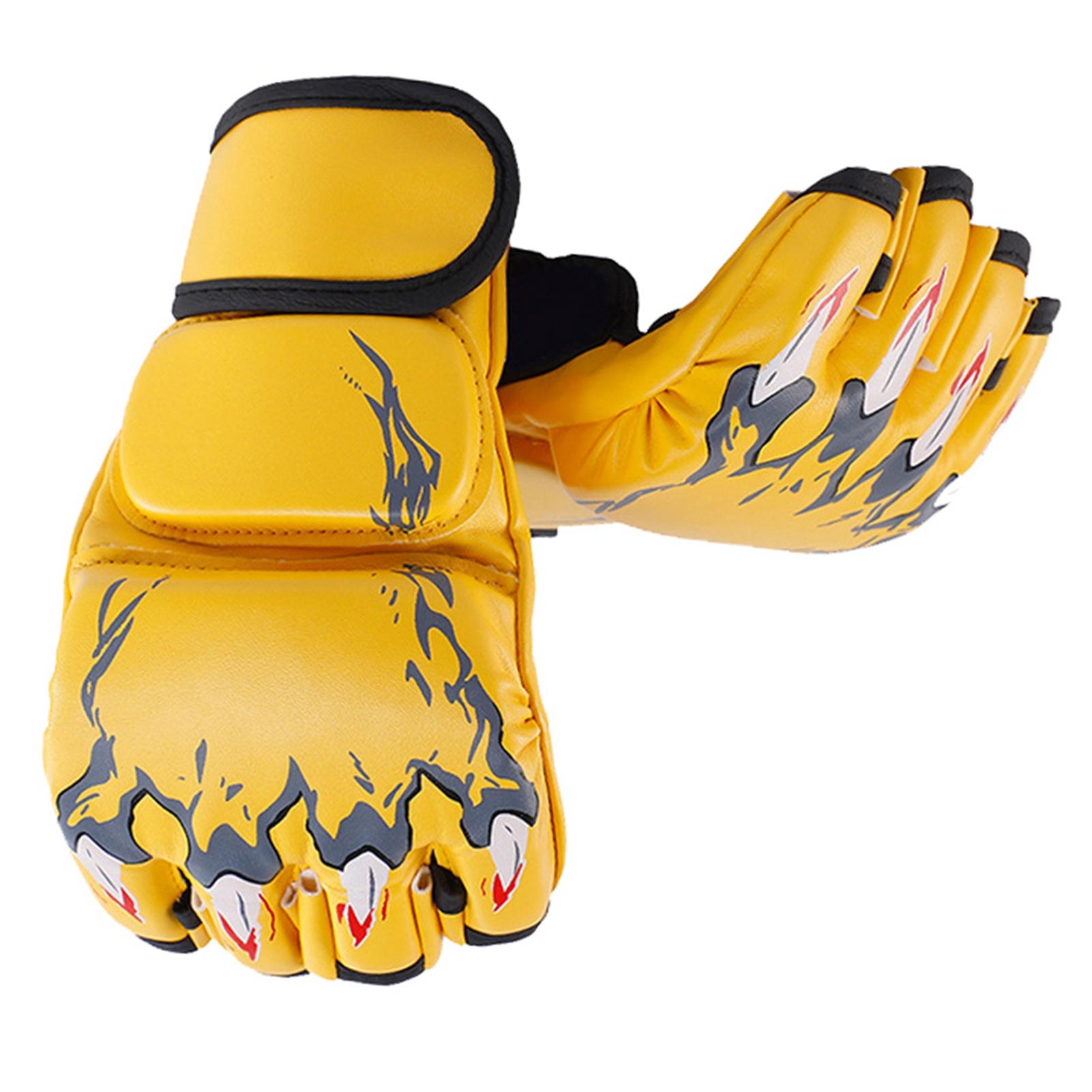 

Боксерские перчатки с открытыми пальцами, перчатки для кикбоксинга с открытыми пальцами с регулируемым ремешком на запястье для мужчин