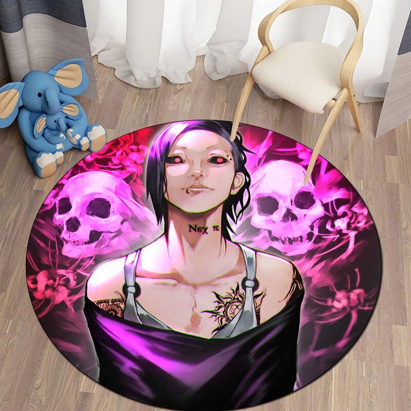 Hot Anime Tokyo Ghoul Round Carpet for Living Room Mat for Children Floor Rug Yoga Mat Bedroom E-sports Chair Mat Dropshipping