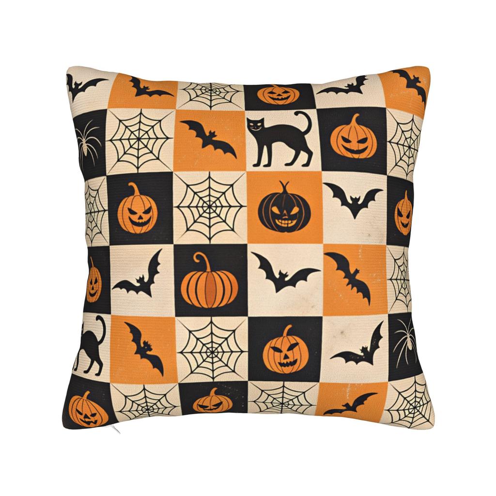Pillow Case Halloween Pumpkin Striped Geometric Seamless Pattern Comfy Pillow Cover For Sofa Car Home Decor Funny Pillowcases