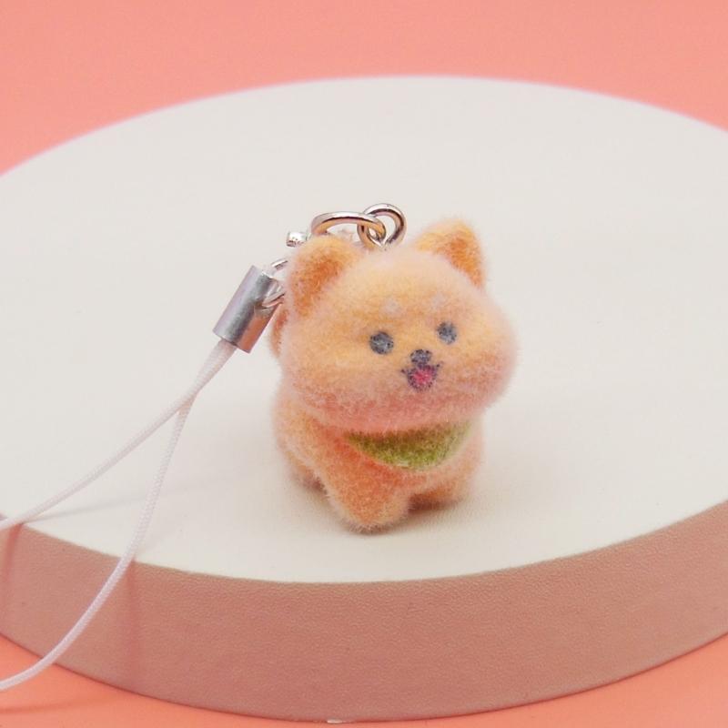 Flocking Resin Animal Keyring Adorable Compact Design Animal Keychain Decoration For Keys Backpacks Presents