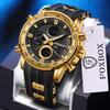 FOXBOX Outdoor Casual Sports Electronic Watch Silicone Men's Watches Dual Digital Display Waterproof Date LED Light Wristwatches