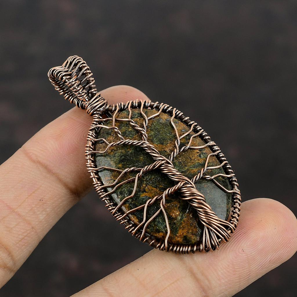 Tree Of Life Tourmalinated Quartz Pendant Copper Wire Wrapped Gemstone Pendant Handmade Pendant Copper Wire Wrapped Jewelry Pendant For Gift