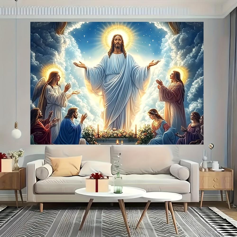 1 piece 100% polyester fiber background of Jesus and Mary multi-purpose seasonal decoration from spring summer to winter