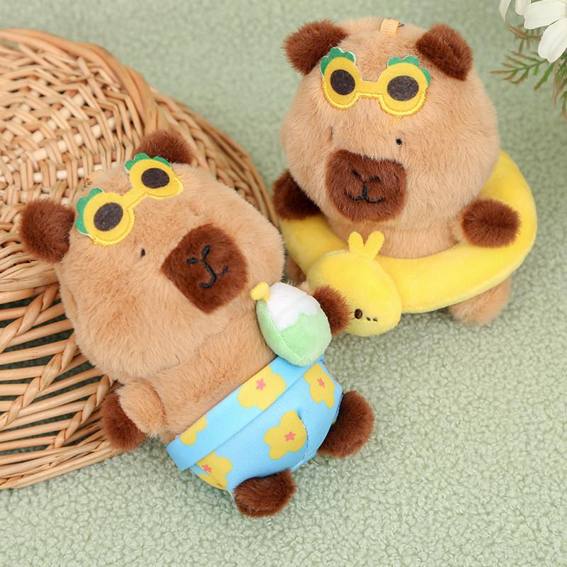 Plush Keychain Capibala Cute Cartoon Animal Girls Schoolbag Decorative Pendant