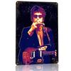 Bob Dylan Gitarrenporträt D-Textur Gedrucktes Poster Benutzerdefiniertes Vintage Metallblechschild für Wandkunst Dekoration Schlafzimmer Haus