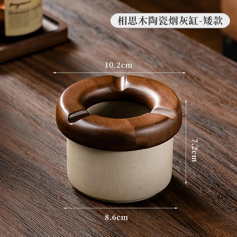 BRWindproof Ceramics Ashtray Living Room with Lid Anti Fly Ash Ceramic Cigar Ashtray Decoration Chinese Home Decoration Art GiftEY