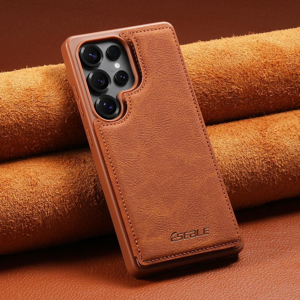 Capa de Celular de Couro Estilo Retro Slim Magnética com Slots para Cartão para Samsung Galaxy S25 S24 FE S23 S22 S21 Ultra A56 A55 A36 A35