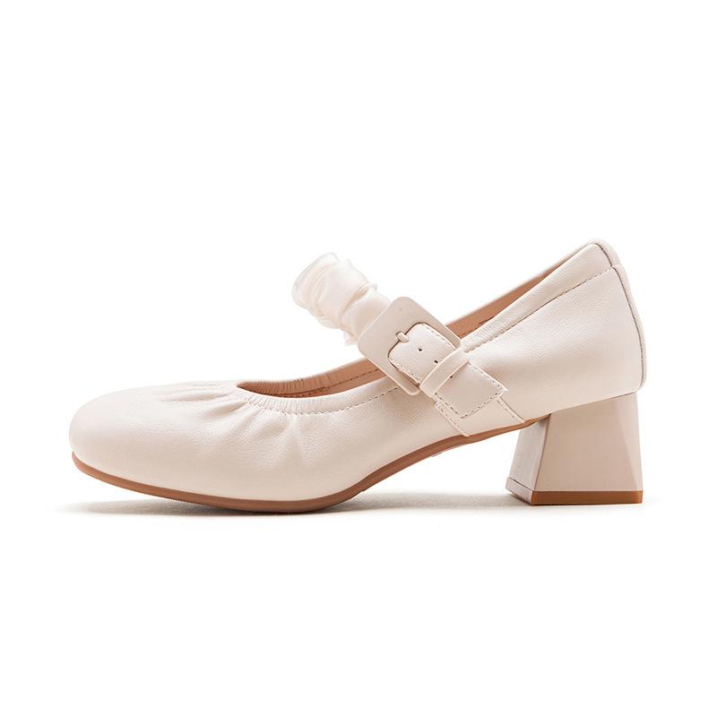 Augustine Mary Jane small leather shoes women's 2025 new summer shallow mouth French evening wind retro square head single shoes