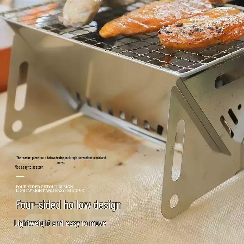 Portable Outdoor Wood & Charcoal Folding Stove for Camping and Barbecues