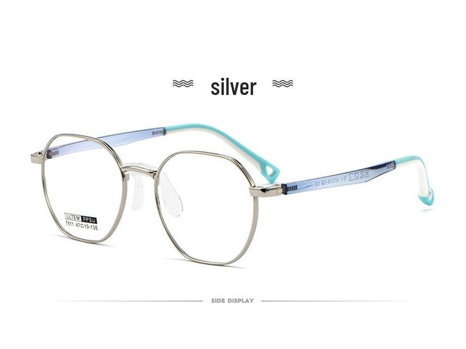 Retro Polygon Eyeglass Frame for Men and Teens, Ultralight Style 7511S