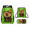Cartoon Capybara Pattern Backpack Shoulder Bag Pencil Case Three Piece Set