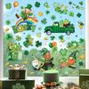 decalmile St. Patrick's Day Shamrock Double Sided Window Clings Green lrish Gnomes Truck Gold Co Window Decals Anti-Collision Glass Window Doors